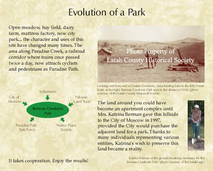 Image of two of the signs at Berman Creekside Park