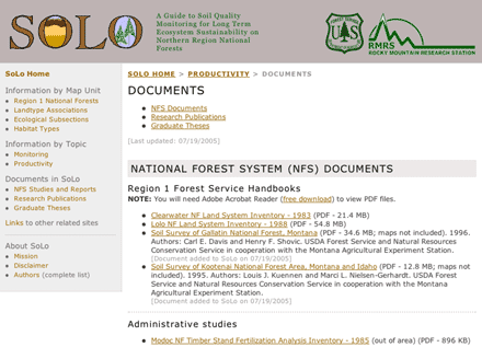 Screen shot of SoLo web site