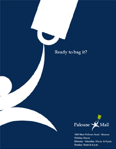 Ad that states: Ready to bag it? (with Palouse Mall logo and address, business hours, etc.