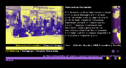 Image of a page on the Percussion web site