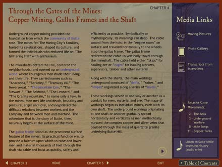 Screen shot of a historical chapter in The Glittering Hill interactive CD